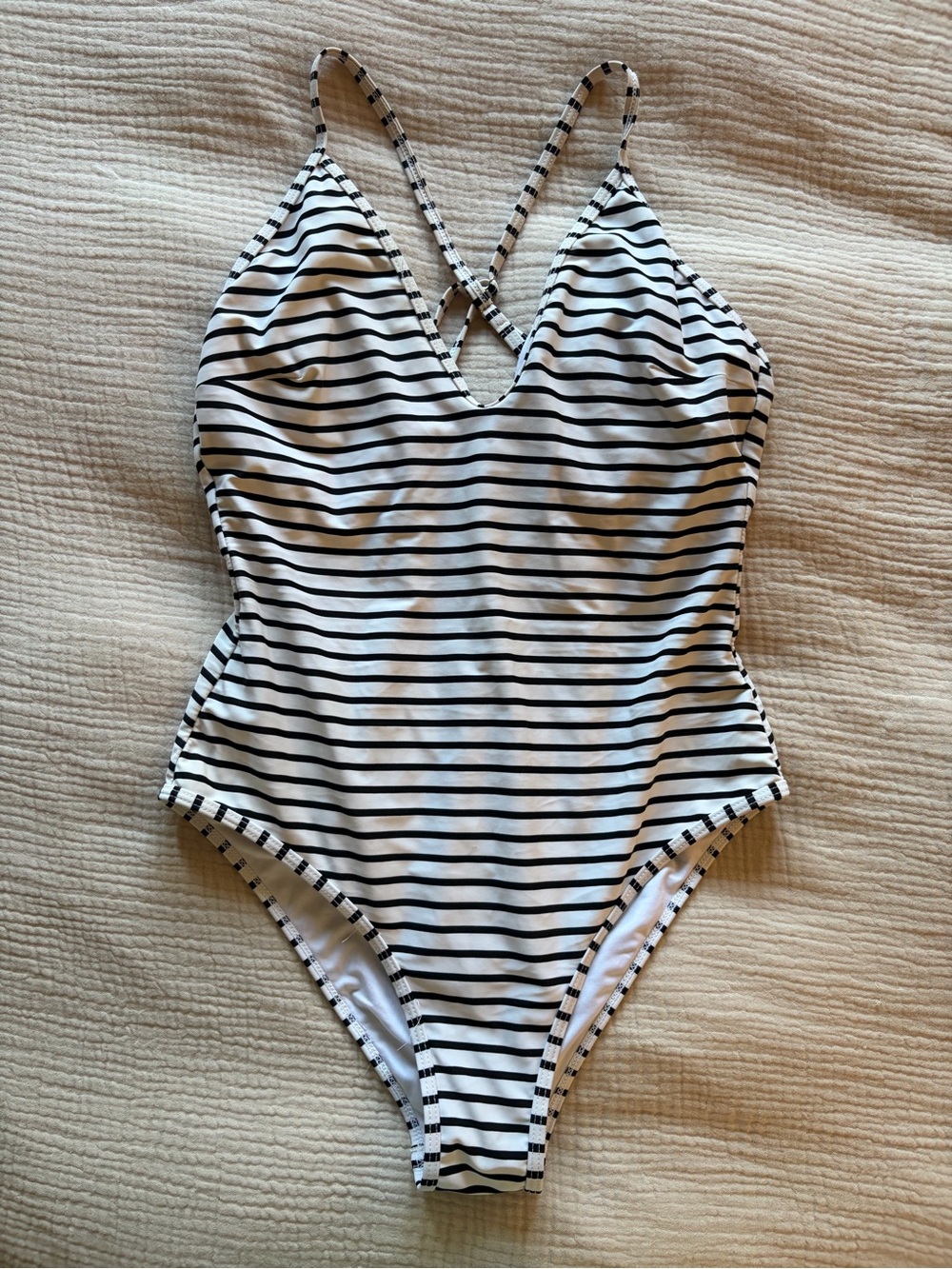 Cupshe Black & White Striped' One-Piece Swimsuit